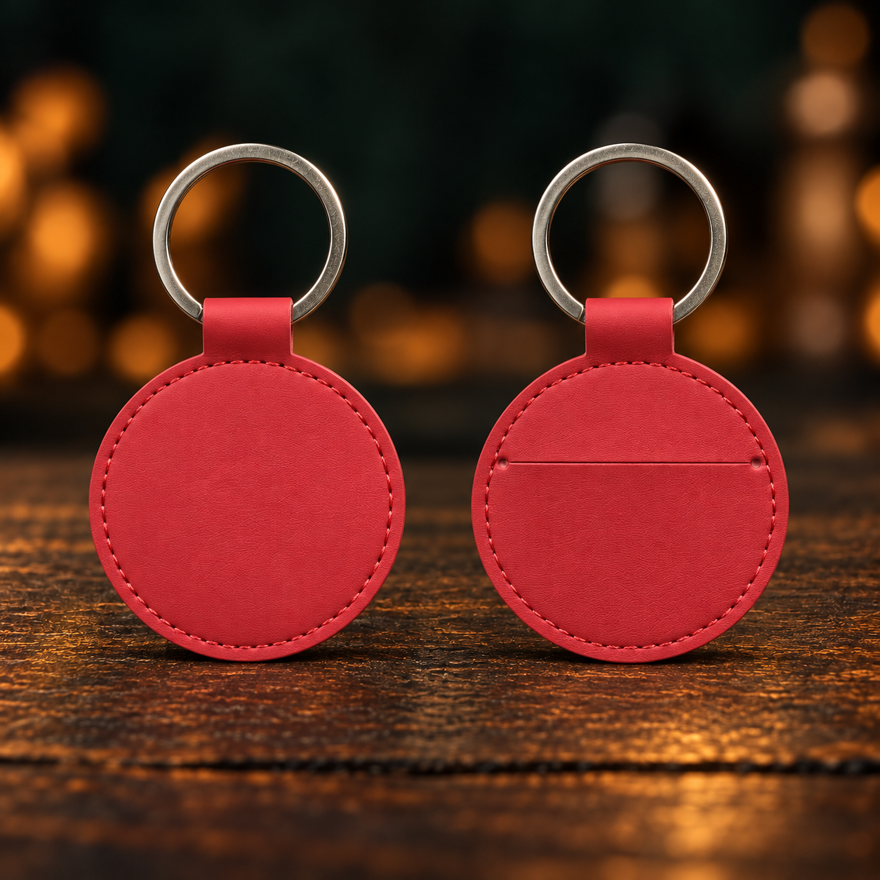 Custom engraved red key fob keychains by Emberline