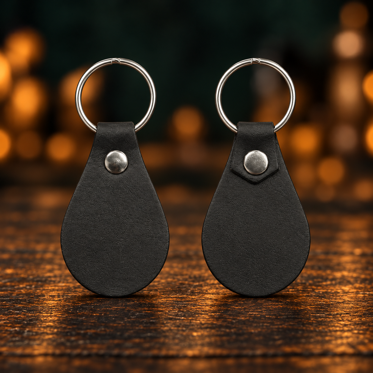 Custom engraved black keychain tags by Emberline