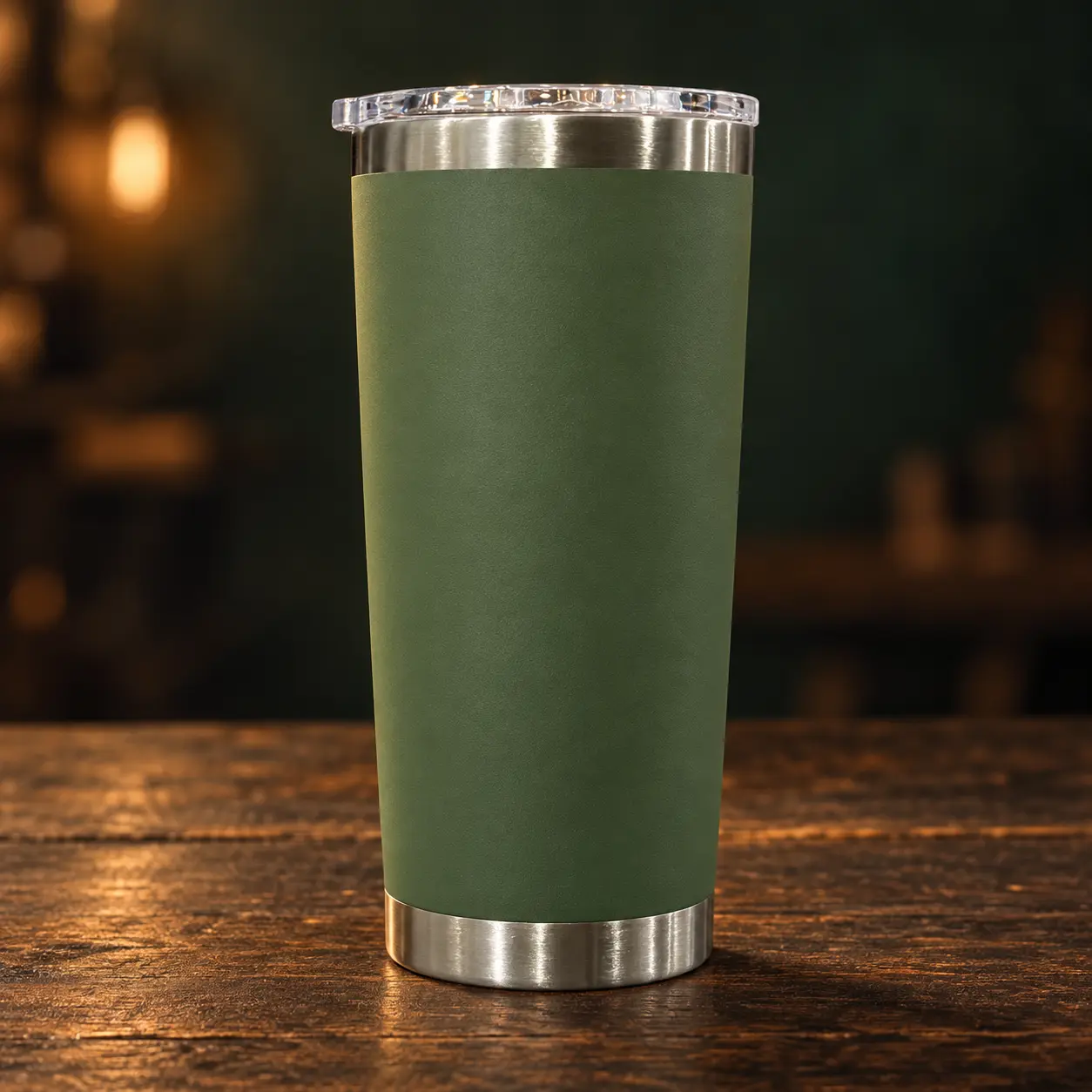 Engraved 20 oz green tumbler by Emberline